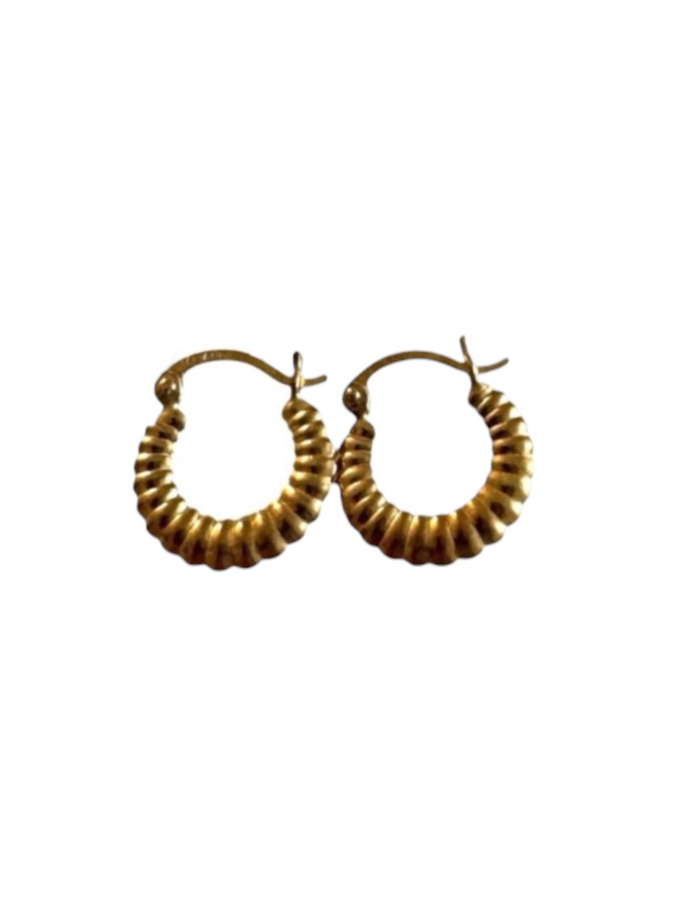14K Gold Textured Hoop Earrings